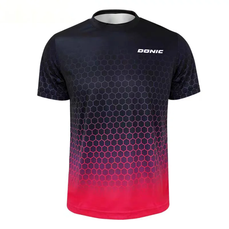Table Tennis Shorts - メンズ新作卓球Tシャツ、3Dプリント入り、夏用通気性バドミントンTシャツ、卓球用半袖速乾トップス