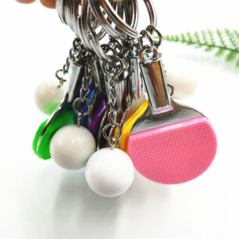 Table Tennis Keychain - 31BE かわいいスポーツミニメタル卓球キーホルダーバッグペンダント車のキーリングスポーツキーチェーンティーンエイジャーファンのための愛スポーツギフト